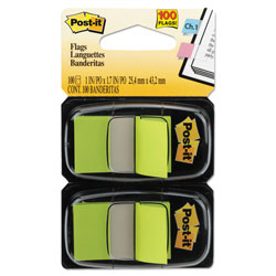 Post-it® Standard Page Flags in Dispenser, Bright Green, 100 Flags/Dispenser