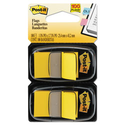 Post-it® Standard Page Flags in Dispenser, Yellow, 100 Flags/Dispenser