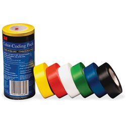 3M Color-Coding Pack, Vinyl Tape, .94 in x 21.87Yds, 6/PK, MI