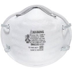 3M N95 Particle Respirator 8200 Mask - Disposable, Lightweight, Stretchable, Adjustable Nose Clip - Airborne Particle, Mold, Dust, Granular Pesticide, Allergen Protection - 12 / Carton