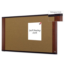 3M Cork Bulletin Board, 36 x 24, Aluminum Frame w/Mahogany Wood Grained Finish