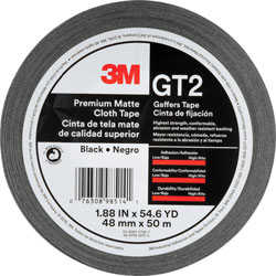 3M Gaffers Cloth Tape, 1-9/10 in x 163-4/5', 11 mil, Black