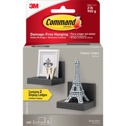 Command® Display Ledges, 4 in Width x 3.5 in Depth x 3 in Height, 2/Pack, Slate, Plastic