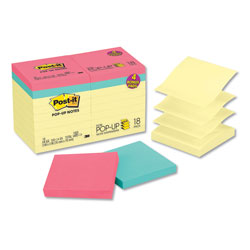 Post-it® Original Pop-up Notes Value Pack, 3 x 3, (14) Canary Yellow, (4) Poptimistic Collection Colors, 100 Sheets/Pad, 18 Pads/Pack