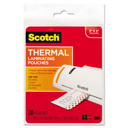 Scotch™ Laminating Pouches, 5 mil, 5.38 in x 3.75 in, Gloss Clear, 20/Pack
