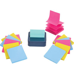 Post-it® Notes Dispenser and Dispenser Notes, Wave Pattern Design - 3 in x 3 in Note - 90 Sheet Note Capacity - Blue