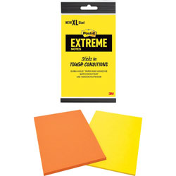 Post-it® XL Extreme Notes, 4.50 in x 6.75 in, Rectangle, 25 Sheets per Pad, Multicolor, Water Resistant, Adhesive, 2/Pack