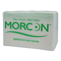 Morcon Paper Morsoft 1/4 Fold Lunch Napkins, 1 Ply, 11.5 in x 11.5 in, White, 6,000/Carton