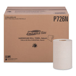 Marcal Hardwound Roll Paper Towels, 1-Ply, 7 7/8 in x 600ft, 12 Rolls/Pack,12 Pack/Carton