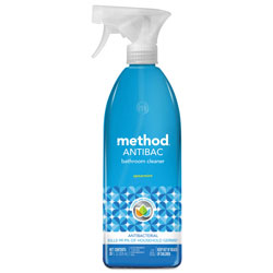 Method Products Antibacterial Spray, Bathroom, Spearmint, 28 oz Bottle, 8/Carton