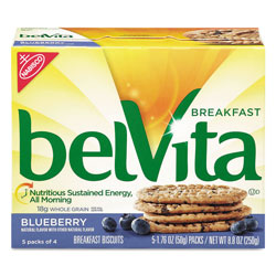 Nabisco belVita Breakfast Biscuits, 1.76 oz Pack, Blueberry, 64/Carton