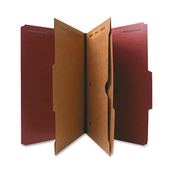 Nature Saver Classification Folder, Two-Pocket, 2/5 Cut, Legal, 10/Box, Red