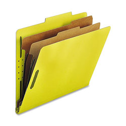 Nature Saver Classification Folders, w/ Fasteners, 2 Dividers, Letter, 10/Box, Yellow