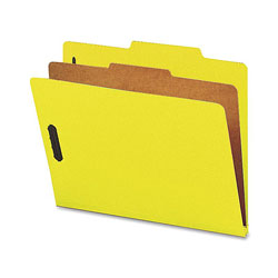 Nature Saver Classification Folders, w/ Fasteners, 1 Dvdr, Letter, 10/Box, Yellow
