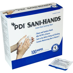 Nice-Pak Antimicrobial Hand Wipes, Packets, 5 in x 8 in, 100/BX