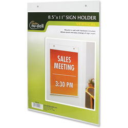 Nudell Plastics Acrylic Sign/Photo/Certificate Holder, Vertical Wall, 8 1/2w x 11h
