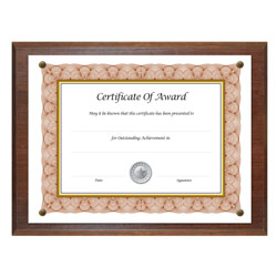 Nudell Plastics Award-A-Plaque Document Holder, Acrylic/Plastic, 10-1/2 x 13, Walnut (NUD18811M)