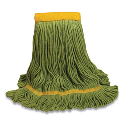 O'Dell® 1400 Series Mop Head, Cotton/Rayon/Synthetic Blend, Large, 5 in Headband, Green