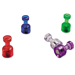 Officemate Push Pin Magnets, Assorted Translucent, 3/4" x 3/8", 10 per Pack (OIC92515)