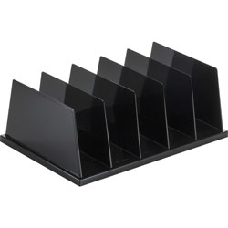 Officemate Large Sorter, 5 Compartments, 9"x13 1/2"x5", Black