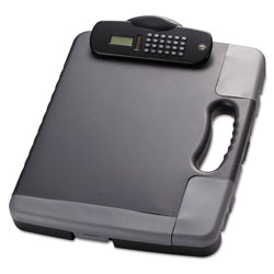 Officemate Portable Storage Clipboard Case w/Calculator, 11 3/4 x 14 1/2, Charcoal