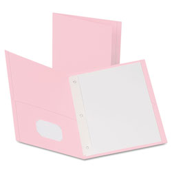 Oxford Twin-Pocket Folders with 3 Fasteners, Letter, 1/2 in Capacity, Pink,25/Box