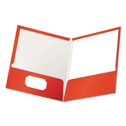 Oxford High Gloss Laminated Paperboard Folder, 100-Sheet Capacity, Red, 25/Box (ESS51711)