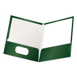 Oxford High Gloss Laminated Paperboard Folder, 100-Sheet Capacity, Green, 25/Box (ESS51717)