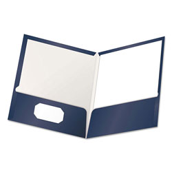 Oxford High Gloss Laminated Paperboard Folder, 100-Sheet Capacity, Navy, 25/Box (ESS51743)