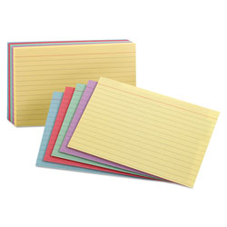 Oxford Ruled Index Cards, 3 x 5, Blue/Violet/Canary/Green/Cherry, 100/Pack (ESS40280)