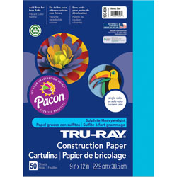 Pacon Construction Paper, 76lb, 9 in x 12 in, 50/PK, Atomic Blue
