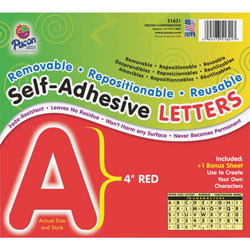 Pacon Red Self-Adhesive Removable Letters, 4"