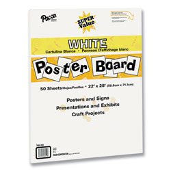 Pacon Super Value Posterboard, 22 x 28, White, 50/Carton