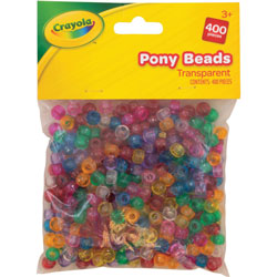 Pacon Crayola Pony Beads - Key Chain, Party, Classroom, Project, Necklace, Bracelet - 400 Piece(s) - Assorted
