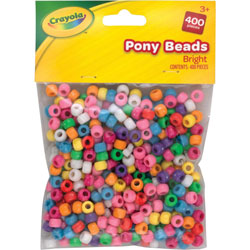Pacon Crayola Pony Beads - Key Chain, Project, Party, Classroom, Necklace, Bracelet - 400 Piece(s) - Bright Assorted