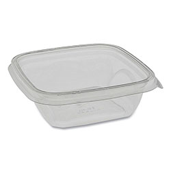 Pactiv EarthChoice Recycled PET Square Base Salad Containers, 5 x 5 x 1.63, 12 oz, Clear, 504/Carton