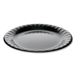 Pactiv Laminated Foam Dinnerware, Plate, 9 in Diameter, Black, 500/Carton