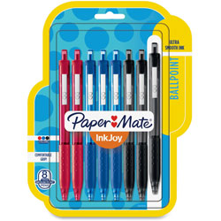 Papermate® Ballpoint Pens, Retractable 1.0mm, 300RT, 8/PK, Ast Barrel/Ink