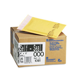 Paper Jiffylite® Jiffylite Self-Seal Bubble Mailer, #000, Barrier Bubble Lining, Self-Adhesive Closure, 4 x 8, Golden Brown Kraft, 25/Carton (SEL10181)