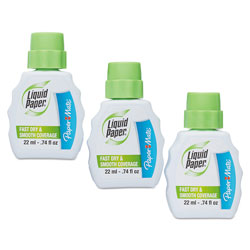 Papermate® Fast Dry Correction Fluid, 22 ml Bottle, White, 3/Pack (PAP5643115)