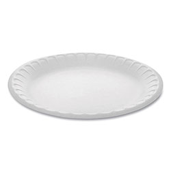 Pactiv Unlaminated Foam Dinnerware, Plate, 9 in Diameter, White, 500/Carton