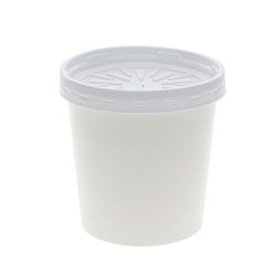 Pactiv Paper Round Food Container and Lid Combo, 16 oz, 3.75 in Diameter x 3.88h in, White, 250/Carton
