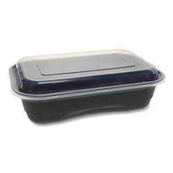 Pactiv EarthChoice Versa2Go Microwaveable Containers, 8.4 x 5.6 x 2, 36 oz, 1-Compartment, Black/Clear, 150/Carton