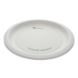 Pactiv EarthChoice Pressware Compostable Dinnerware, Plate, 10 in Diameter, White, 300/Carton