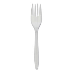 Pactiv Fieldware Polypropylene Cutlery, Fork, Mediumweight, White, 1,000/Carton