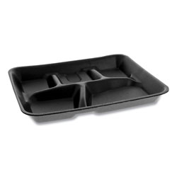 Pactiv Lightweight Foam School Trays, 5-Compartment, 8.25 x 10.25 x 1, Black, 500/Carton
