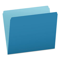 Pendaflex Colored File Folders, Straight Tab, Letter Size, Blue/Light Blue, 100/Box (ESS152BLU)