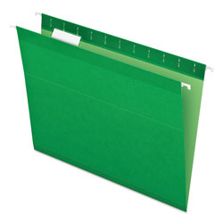 Pendaflex Colored Reinforced Hanging Folders, Letter Size, 1/5-Cut Tab, Bright Green, 25/Box (ESS415215BGR)