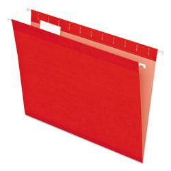 Pendaflex Colored Reinforced Hanging Folders, Letter Size, 1/5-Cut Tab, Red, 25/Box (ESS415215RED)