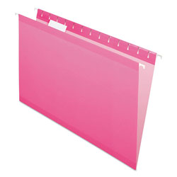 Pendaflex Colored Reinforced Hanging Folders, Legal Size, 1/5-Cut Tab, Pink, 25/Box (ESS415315PIN)